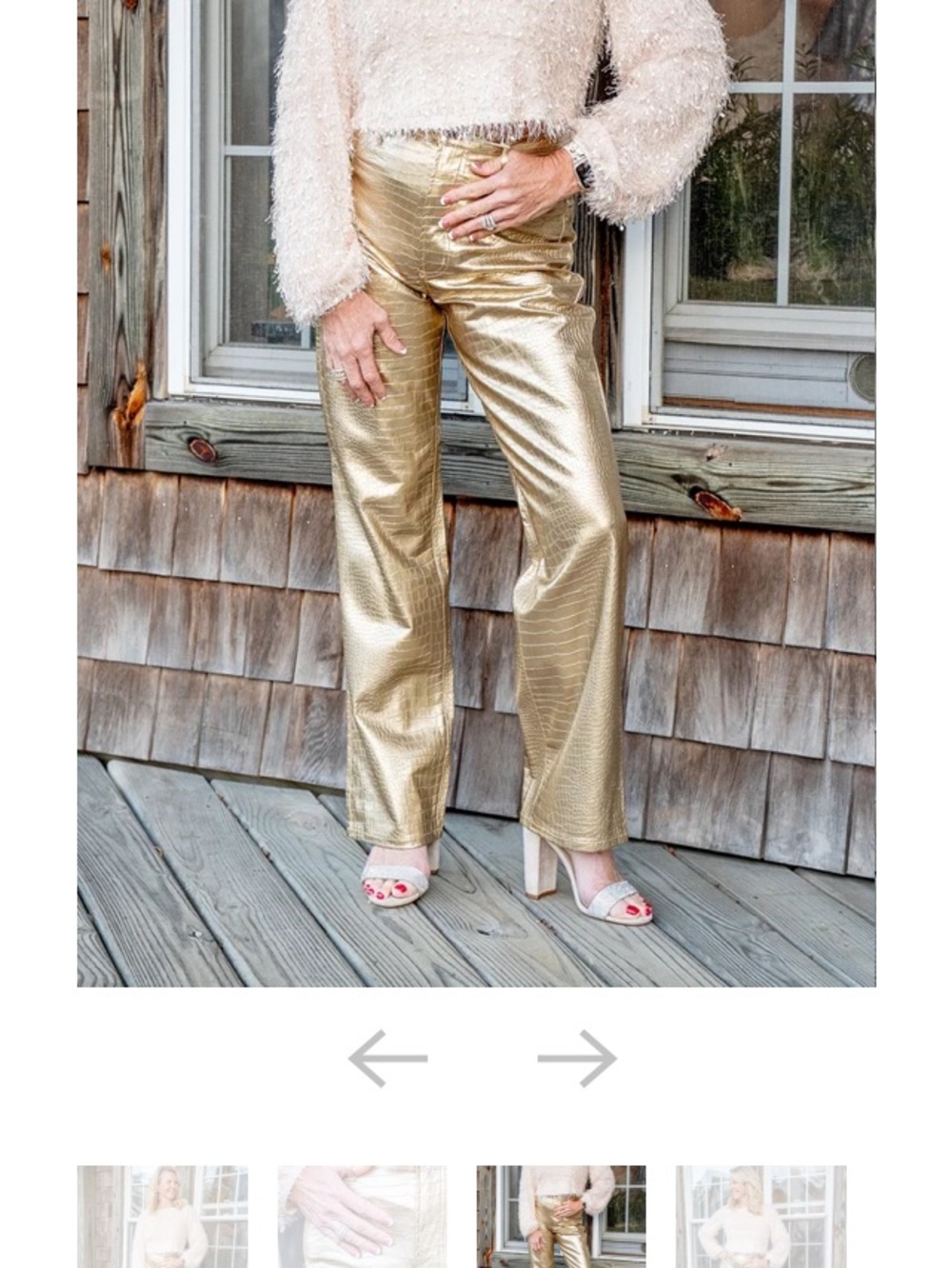 Gold Metallic Faux Crocodile High Waisted Pants